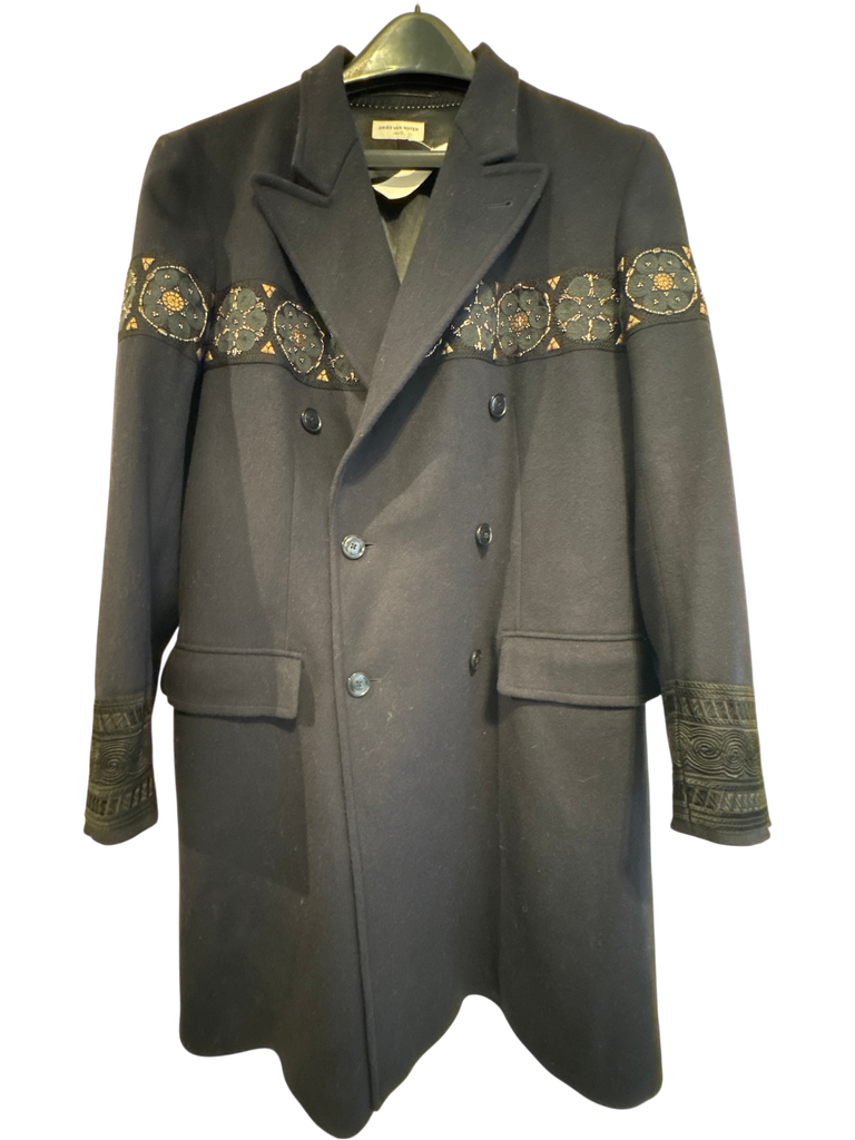 Men's Dries Van Noten Dark Blue Wool Size L Coat