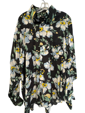 Men's Tom Ford Black White/Blue Lyocell Size L Button Down