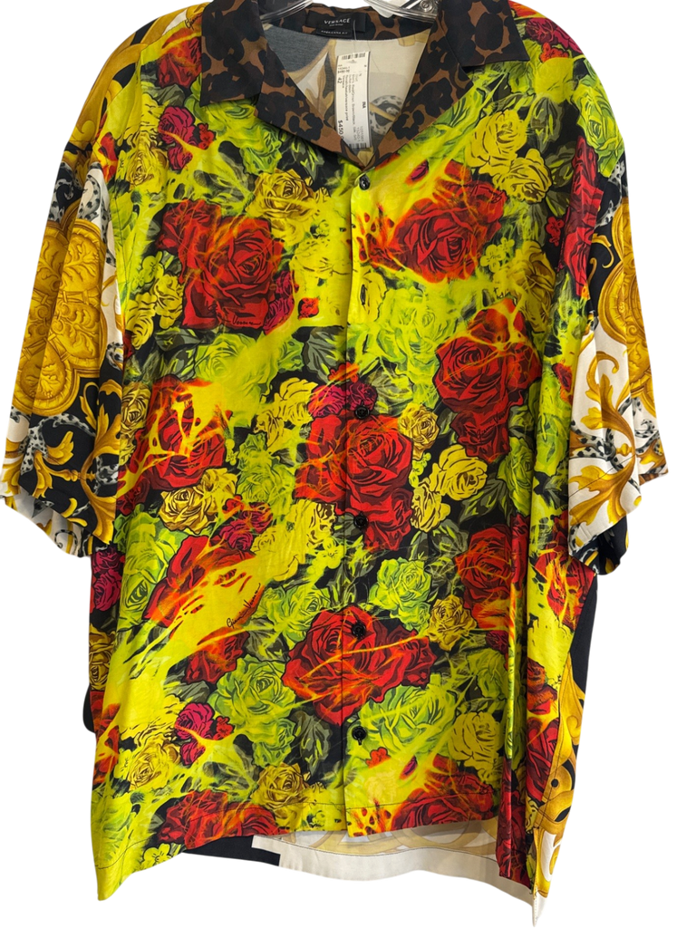 Men's Versace Red/Green Silk Size 42 Shirt