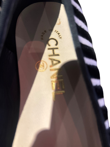 Women's Chanel Beige/Black Velvet Shoe Size 9.5 Shoes