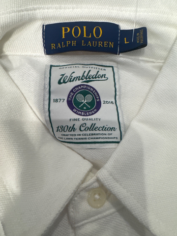Men's Polo by Ralph Lauren White Cotton Size L Polo