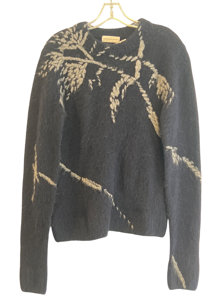 Men's Dries Van Noten Navy alpaca blend Sweater