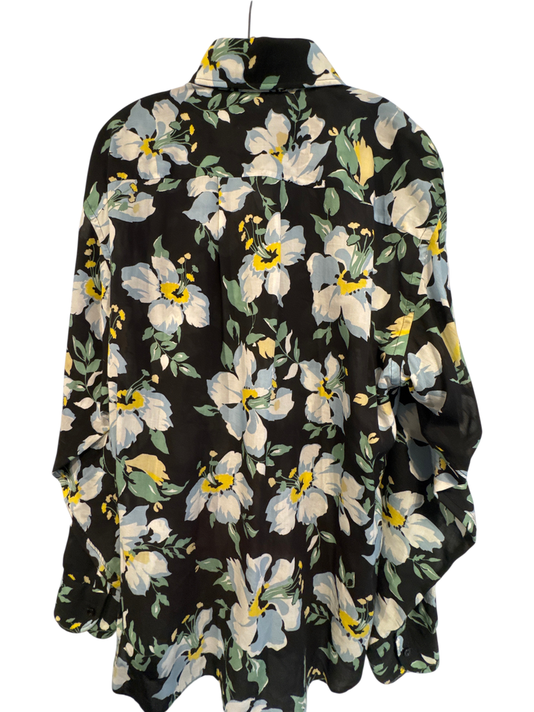 Men's Tom Ford Black White/Blue Lyocell Size L Button Down