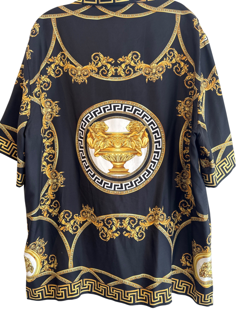 Men's Versace Black Gold Silk Size 52 Button Down
