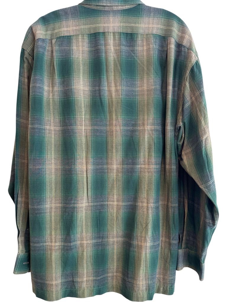 Men's RRL Green Tan Cotton Size M Button Down