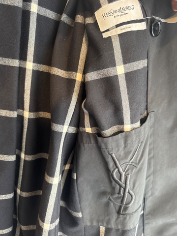 Men's Yves Saint Laurent Black Cotton Size 52 Coat