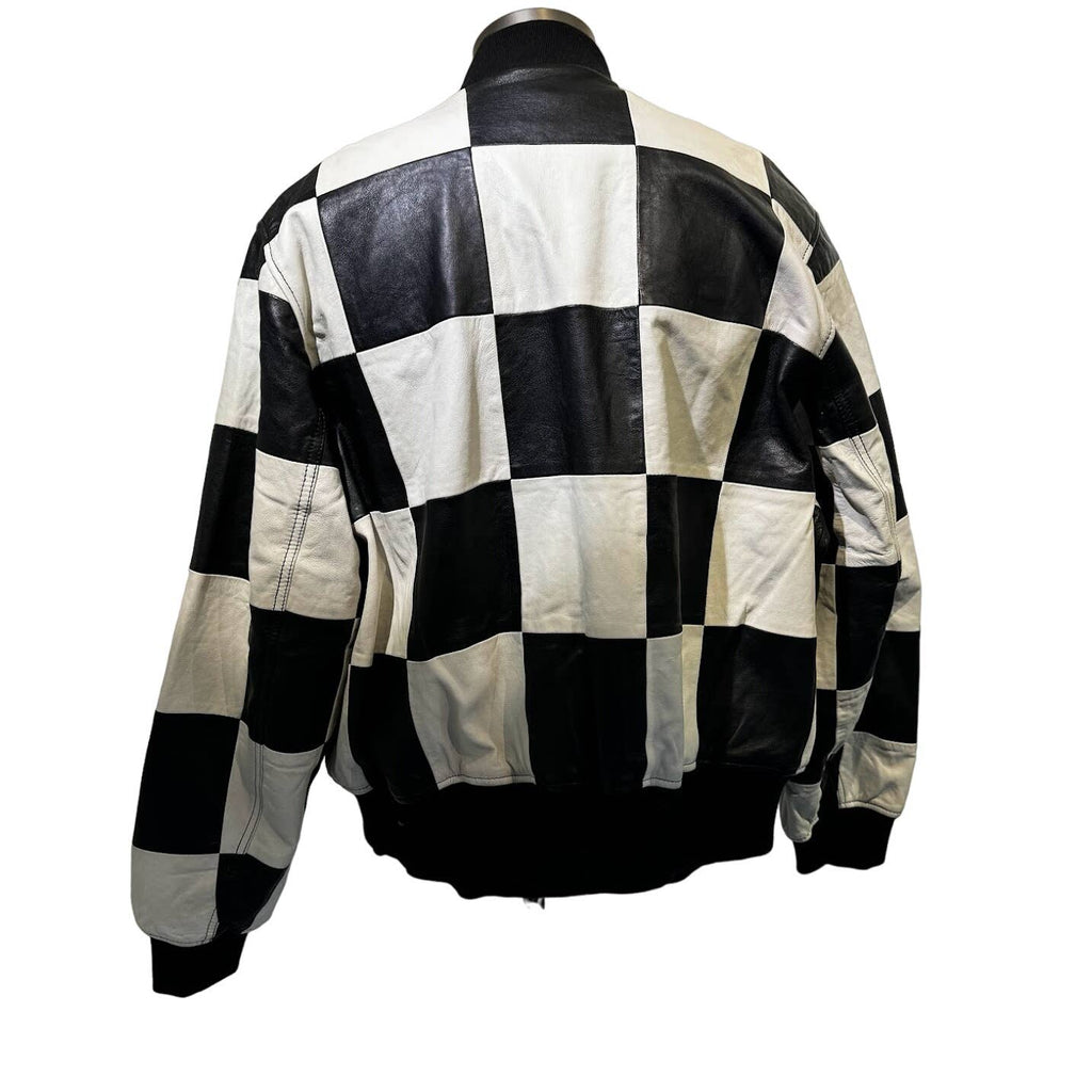 J. Lindeberg men's checkerboard leather jacket