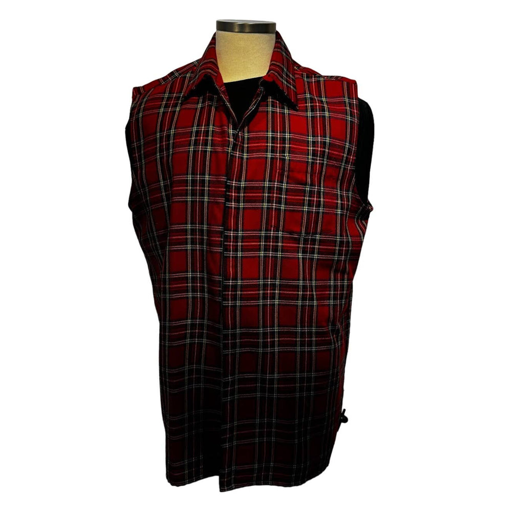 Givenchy men's plaid cut off sleeves button down